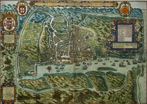 Kart over byen og den portugisiske havnen i Goa, India, 1595 (for detaljer se 110751)